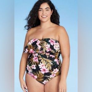 Kona Sol One Piece Double Flounce Front Full Coverage Swimsuit